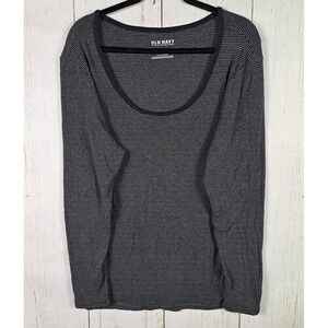 Old Navy Size XL Womens Black Gray‎ Striped Stretch Long Sleeve Top